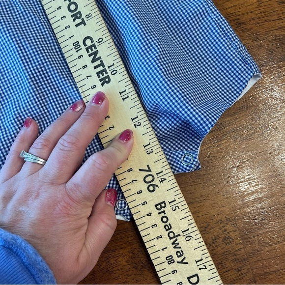 Handmade blue plaid gingham Hotty Toddy John John Shortall no size tag Newborn - Picture 4 of 5